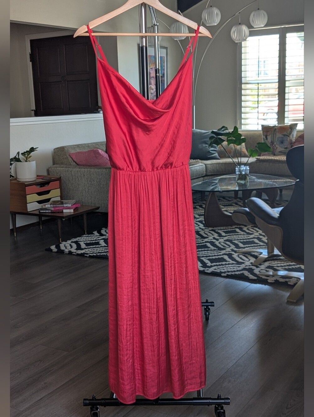 Modcloth Cherry Red Cowl-Neck Midi Dress with Retro Vibes Size XL 🍒
